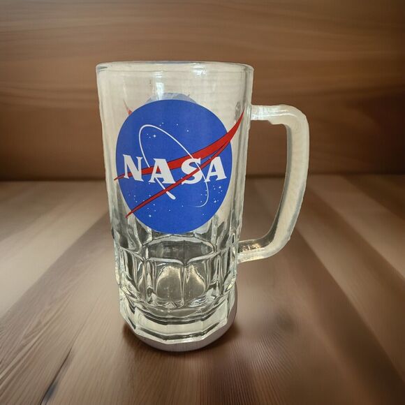 NASA Meatball Logo Tall 16oz Mug Beer Drinking Glass Tankard Outer Space - Picture 1 of 6